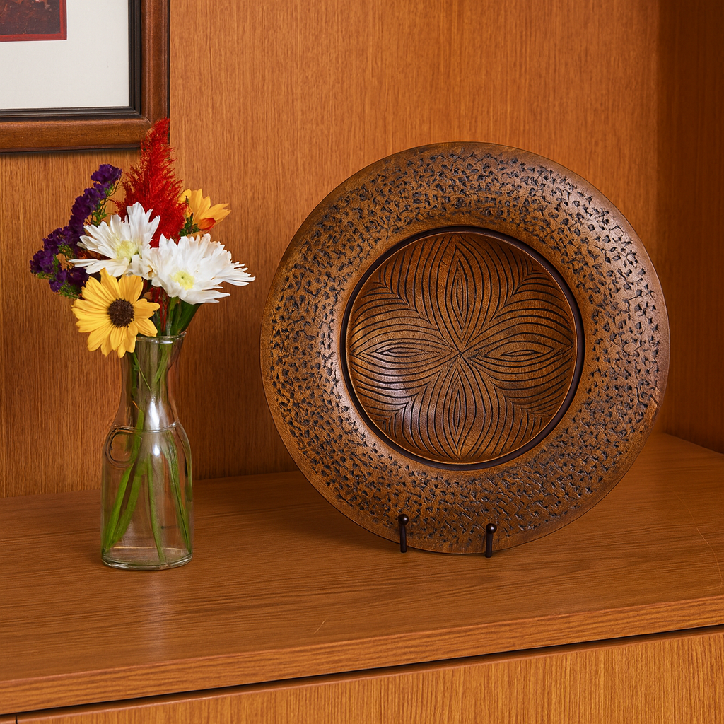 Cherry Platter Carved and Painted